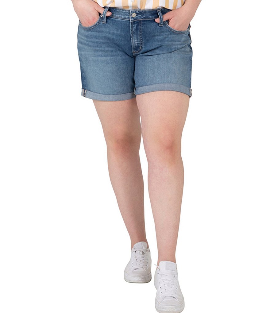 Silver Jeans Co. Plus Size Mid Rise Roll Cuff Boyfriend Short
