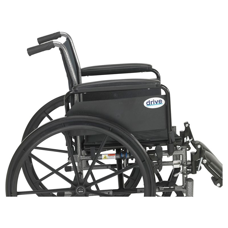 Drive Medical Cruiser III Light Weight Wheelchair with Flip Back Removable Arms, Full Arms, Elevating Leg Rests, 18" Seat
