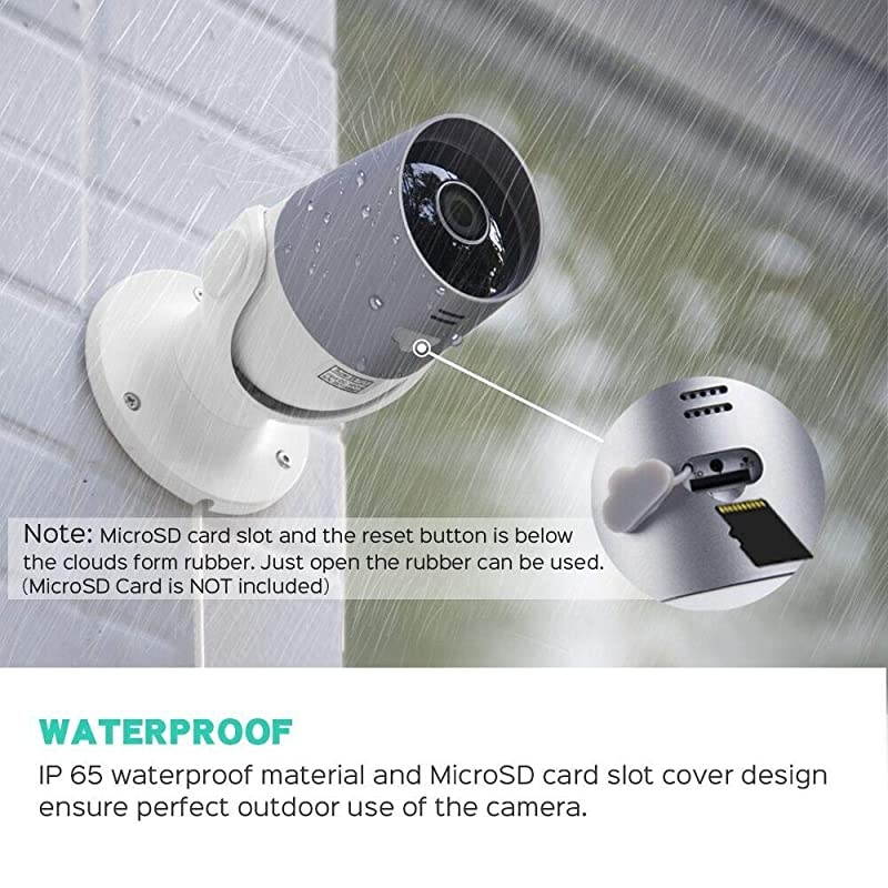 Outdoor Security Camera,  Smart 1080p WiFi IP Camera with Alexa Voice Control, IP65 Waterproof Surveillance System, Night Vision, 2-Way Audio, Motion Detection, Remote Access from Smartphone