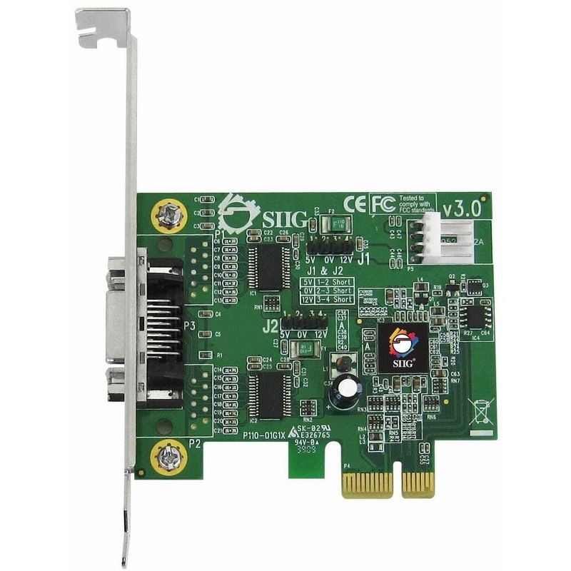 SIIG CyberSerial JJ-E20011-S3 2-port Multiport Serial Adapter - PCI Express x1 - 2 x DB-9 RS-232 Serial Via Cable