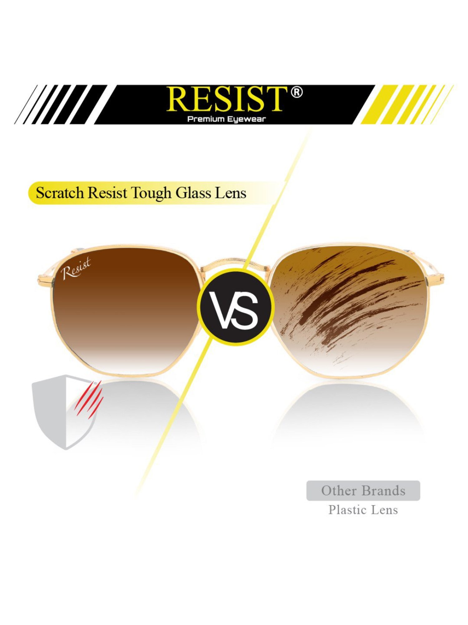 Resist Eyewear Brown Hexagon Unisex Sunglasses