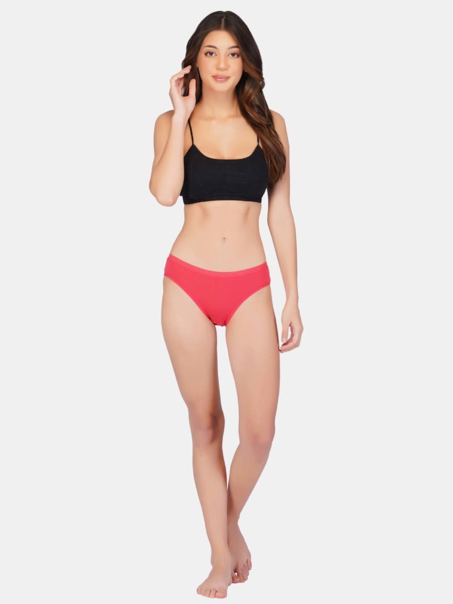 Bleeding Heart Coral & Maroon Plain Panties - Pack Of 2