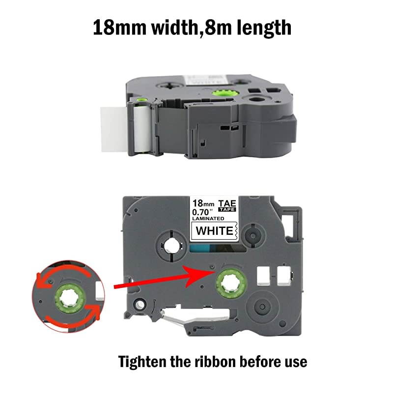 Tape 18mm 0.7 Laminated White, Compatible for Brother P Touch e-241 e241 3/4 Inch Label Tape Black on White Work for Brother PTD400AD PTD600 PT-D450 Label Maker, 26.2 Feet(8m), 3-Pack