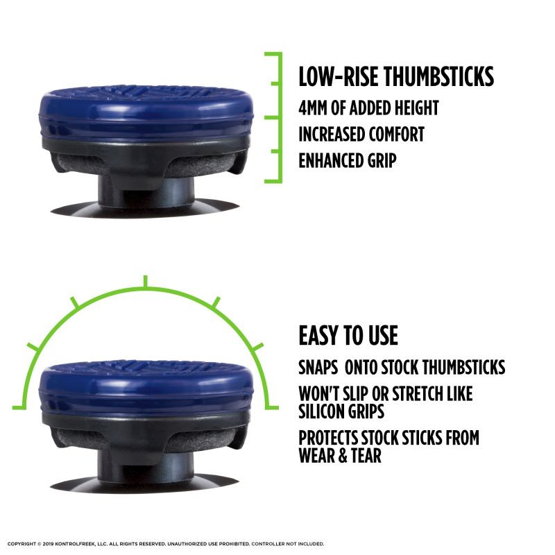 kontrolfreek omni for playstation 4 (ps4) controller | performance thumbsticks | 2 low-rise concave | blue