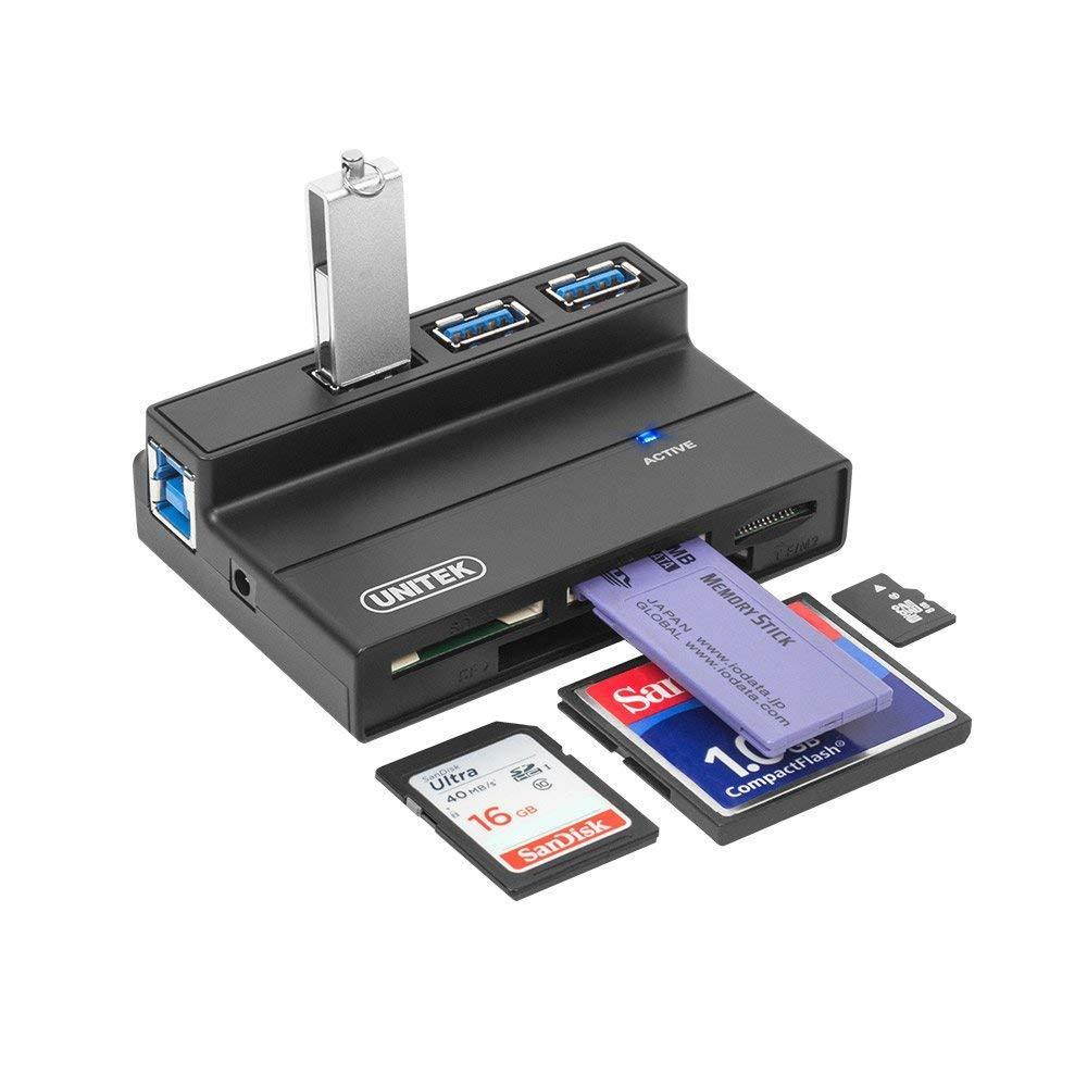 UNITEK 3 Port USB 3.0 Hub Multi Memory Card Reader Adapter For SD MS CF TF M2