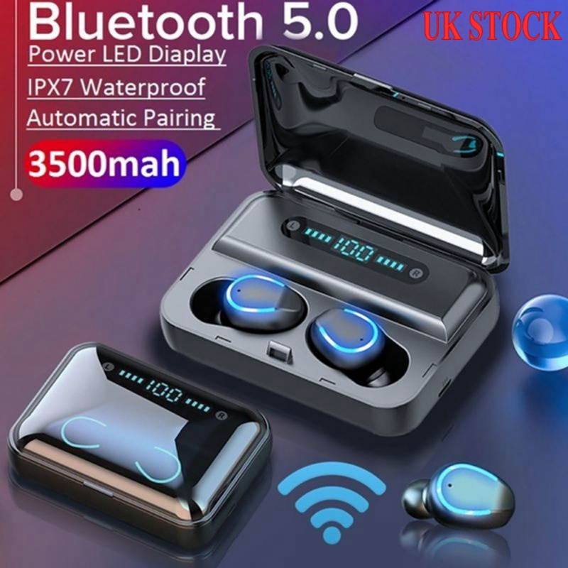 2020 Newest Mini Earbuds 8D HiFi CVC8.0 Noise Cancelling Bluetooth 5.0 Earphones TWS Sport Waterproof Headphones Deep Bass Sound Cordless Bank Dual Headsets With Power Bank Chaging Case 3500mAh