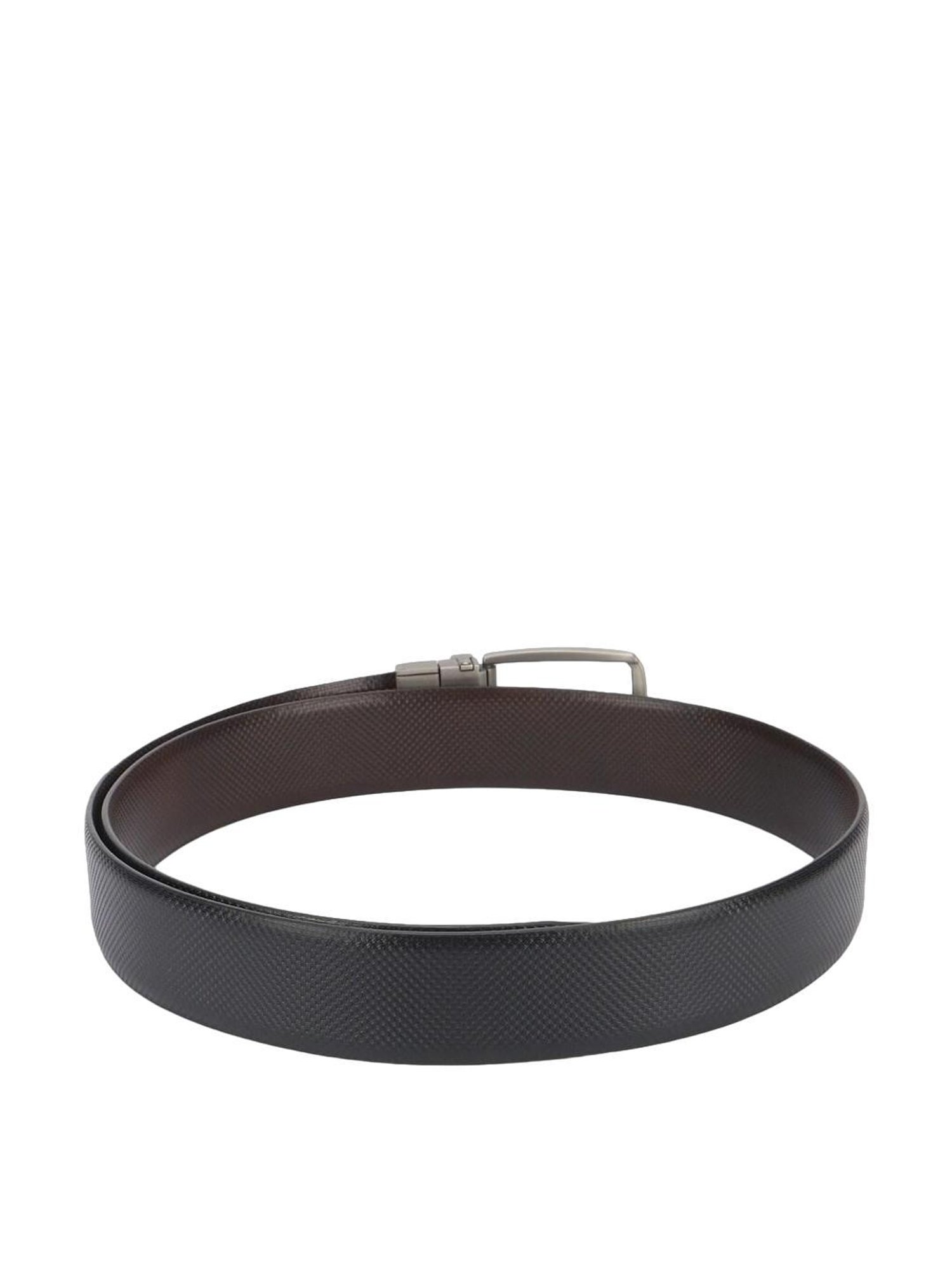 BELWABA Black Textured Formal Leather Belt for Men