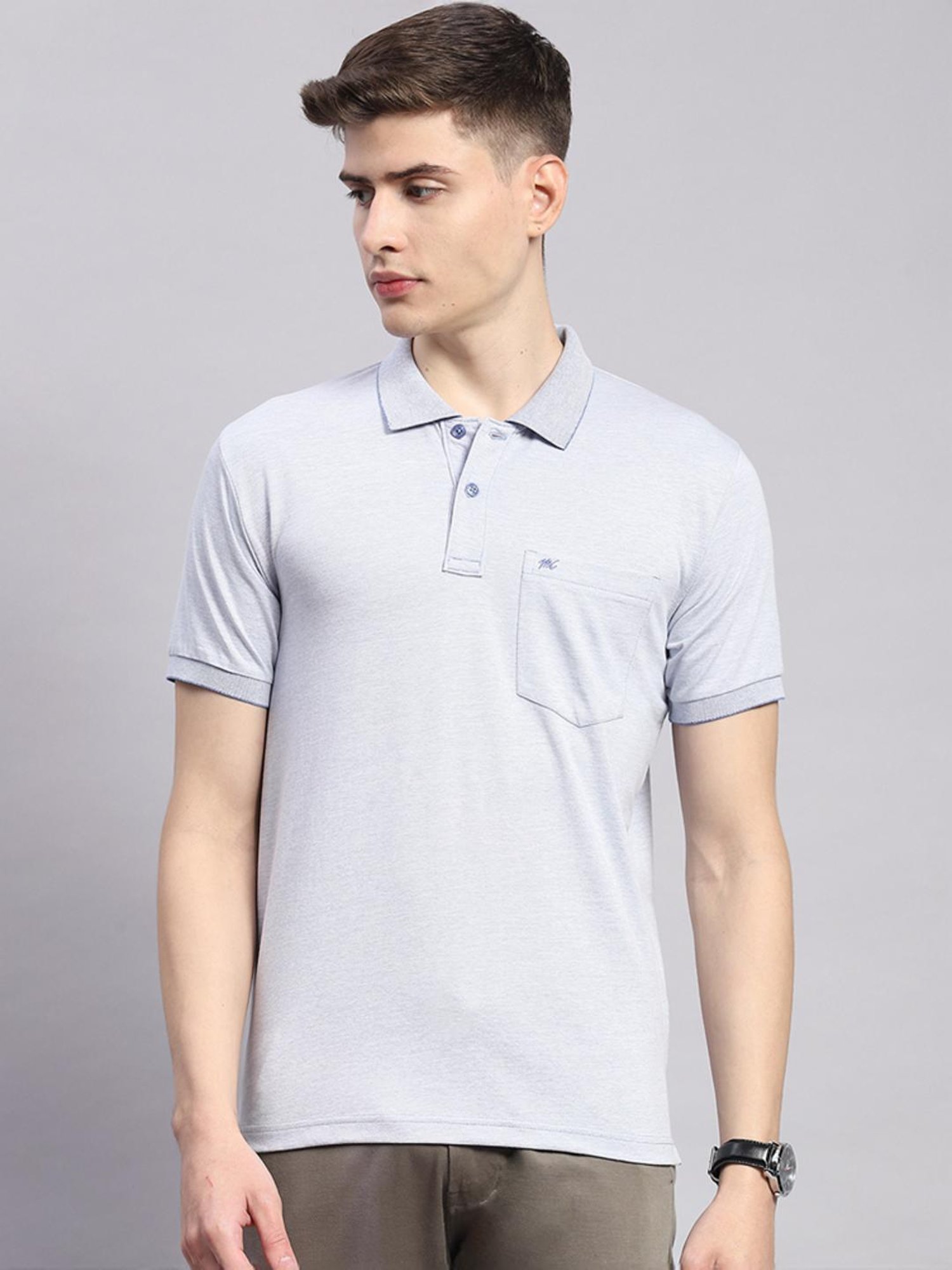 Monte Carlo Sky Cotton Regular Fit Polo T-Shirt