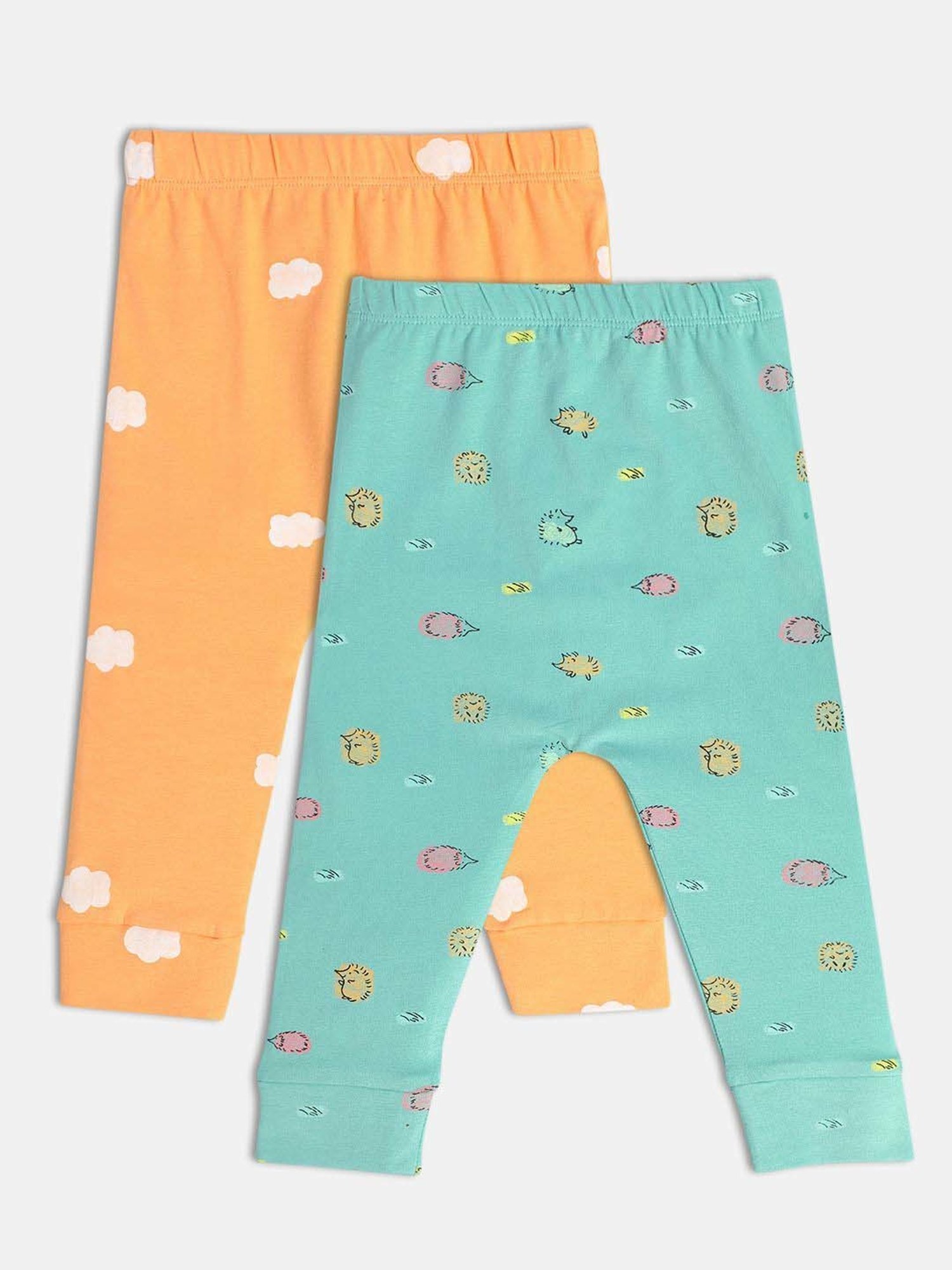 MINIKLUB Girls Orange & Blue Printed Full Sleeves Legging