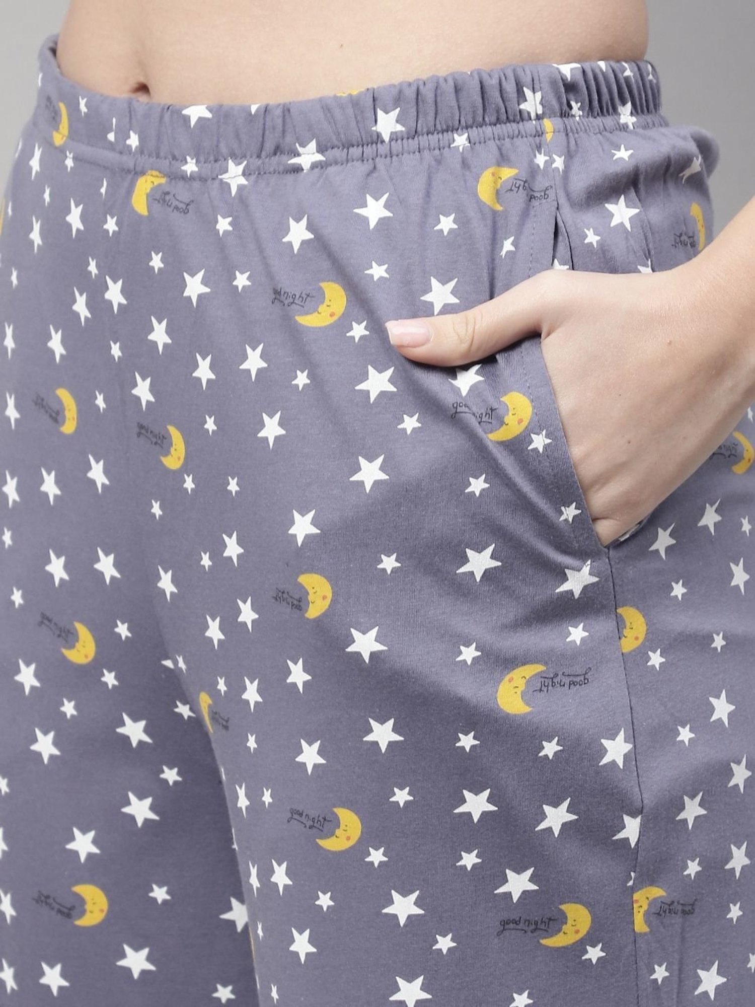 Kanvin Blue Cotton Printed Top Pyjamas Set