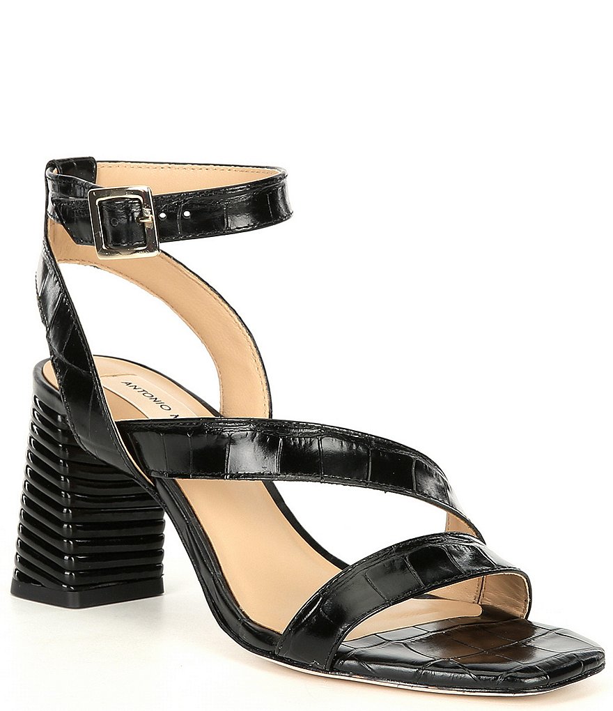 Antonio Melani Grettell Croc Embossed Leather Dress Sandals