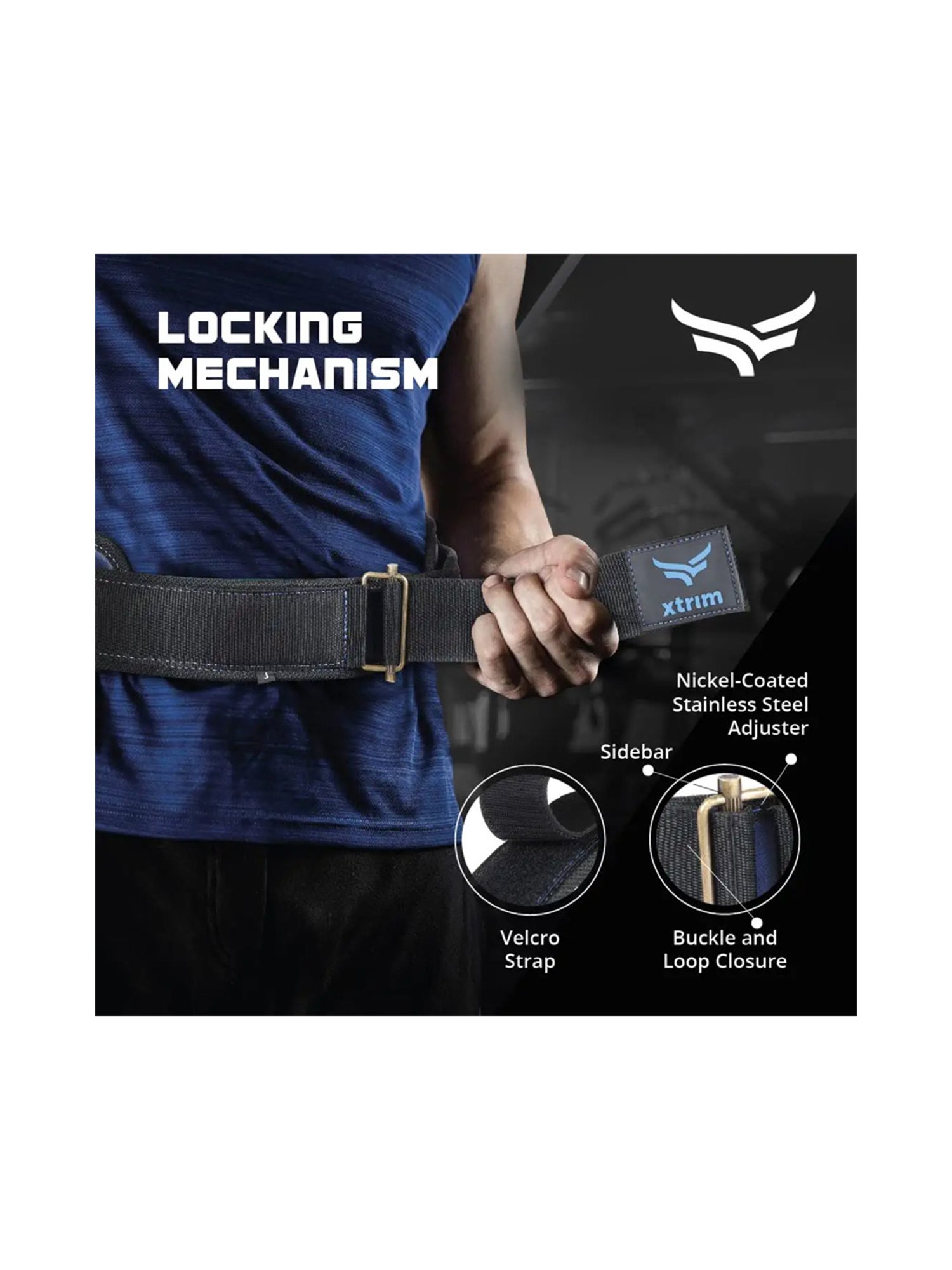 Xtrim Wings 6 Inches Weight Lifting Belt (Navy) Size - Small