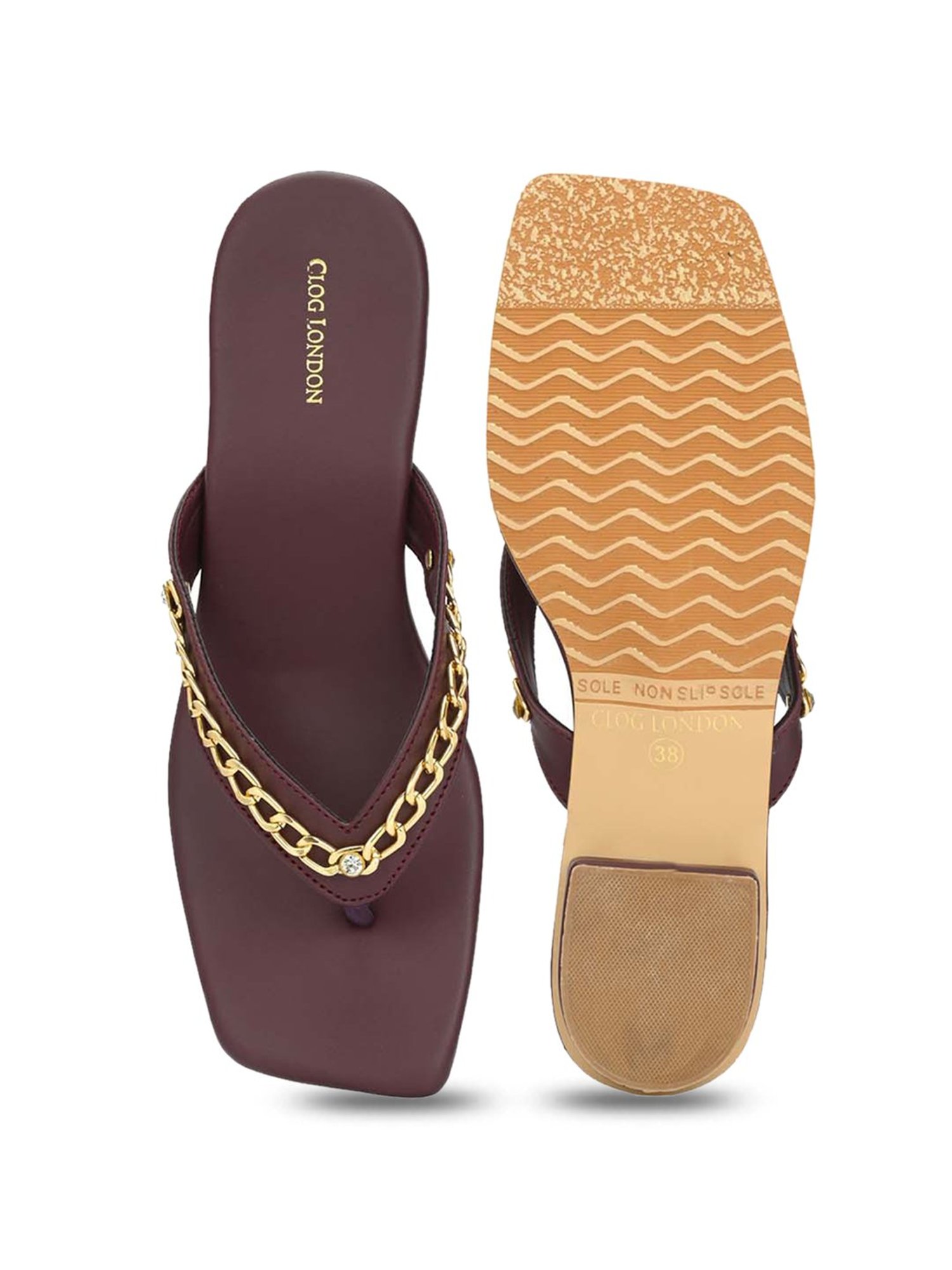 Clog London Women's Burgundy Thong Sandals