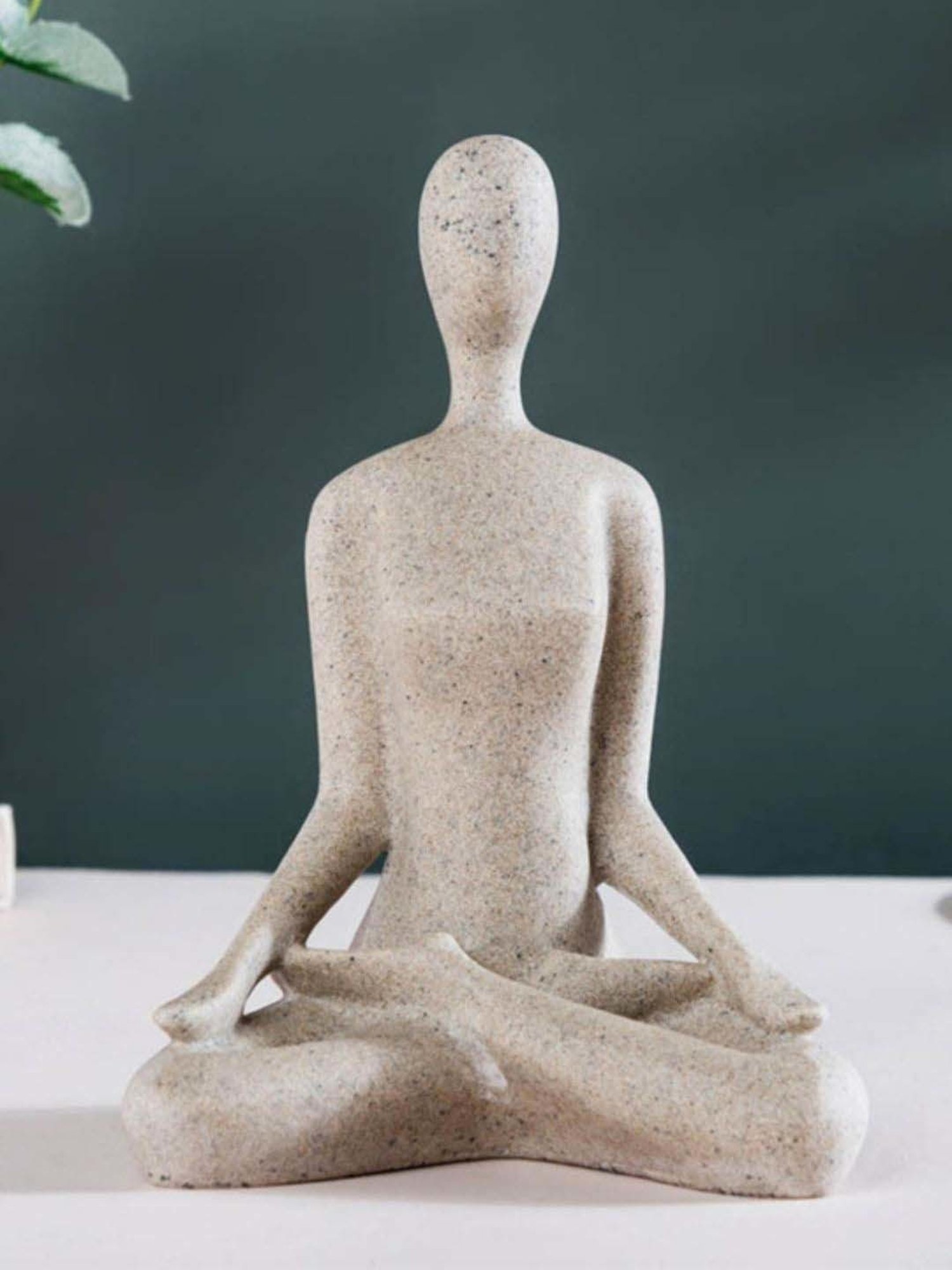 Nestasia Artisanal Stunning Cream Resin Made Showpiece Sitting In Lotus Position Meditation Pose