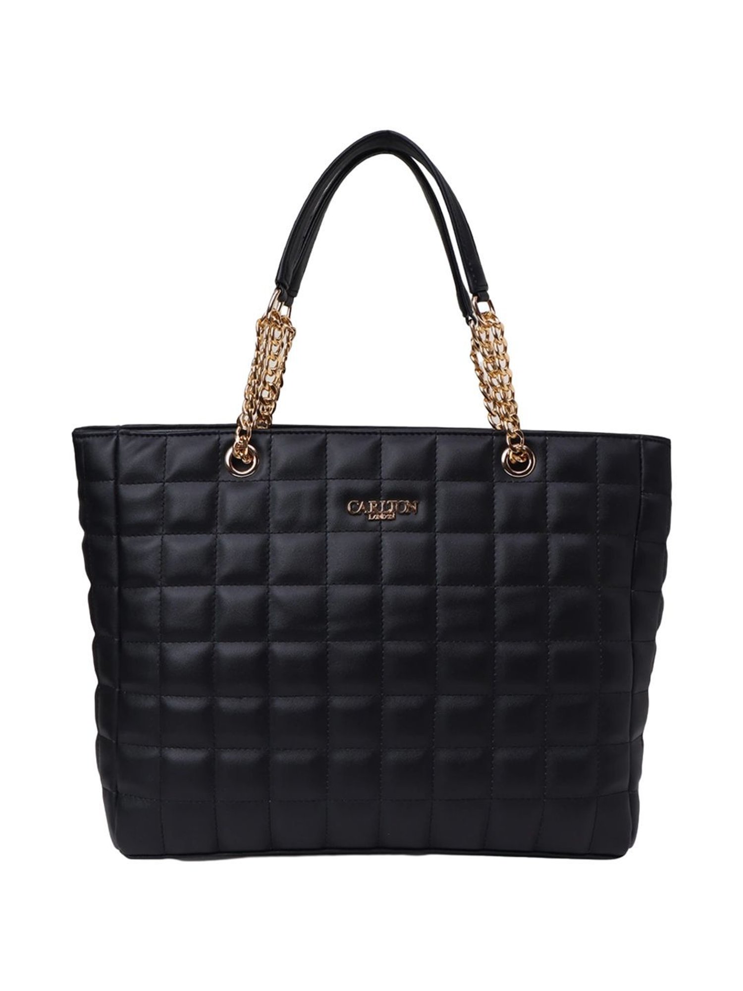 Carlton London Black Textured Medium Tote Handbag