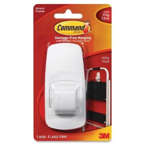 Command Jumbo Hook with Adhesive  7.50 lb 3.40 kg Capacity  White