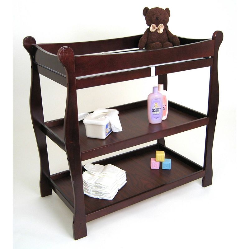 Badger Basket Sleigh Baby Changing Table with Cherry Finish