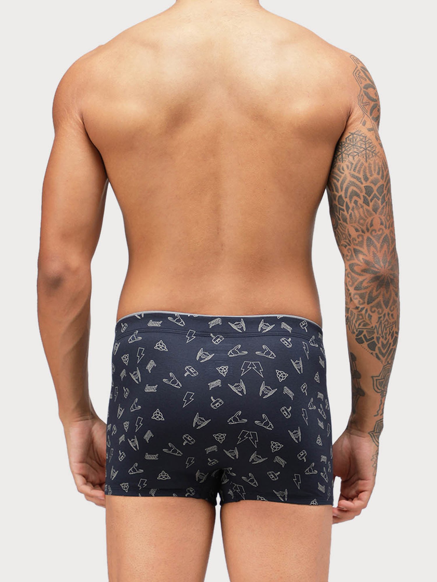 Zoiro Black & Navy Regular Fit Printed Trunks - Pack Of 2