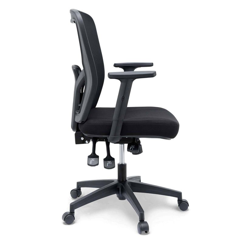 Mesh Sled Base Side Reception Chair with Flip Up Arms Black - Riverstone Furniture
