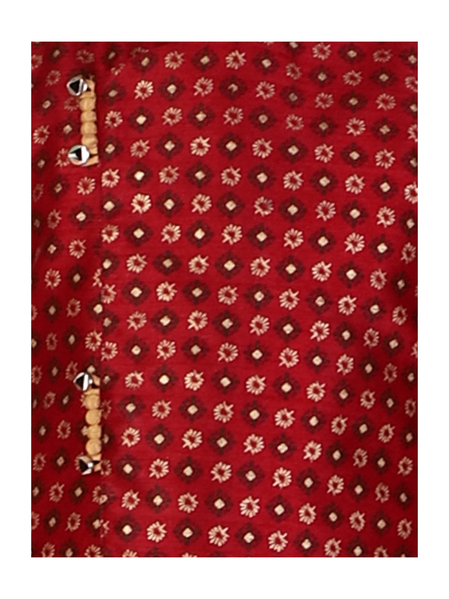 Pro-Ethic Style Developer Kids Red & Beige Printed Full Sleeves Kurta with Pyjamas