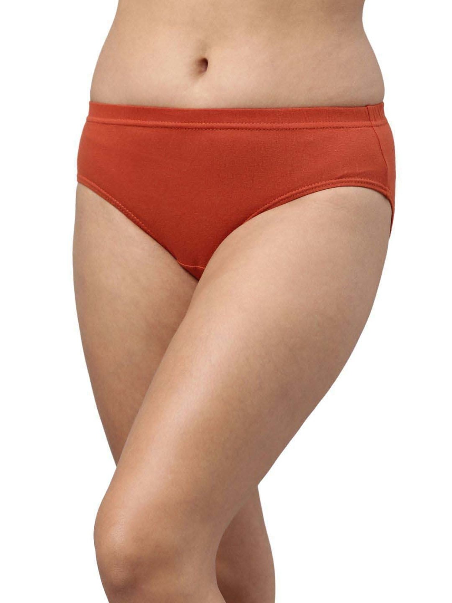 FEELINGS Red & Peach Cotton Plain Hipster Panties - Pack of 6