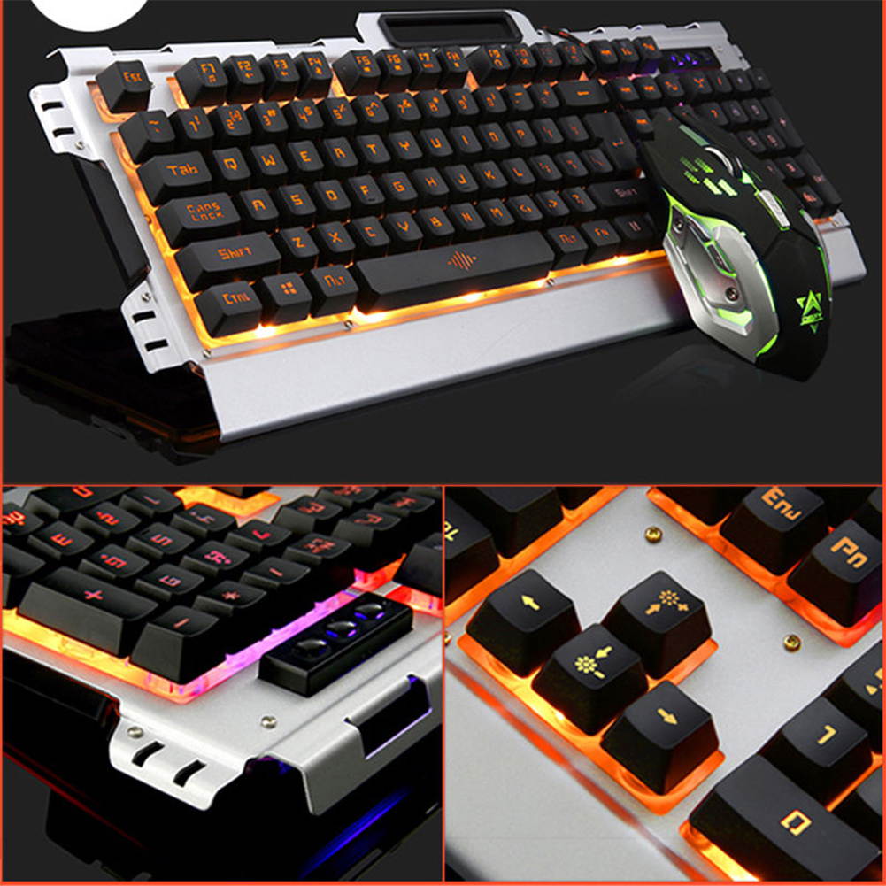 UrChoiceLtd&reg; 2017 New K-33 Wired LED Backlit Multimedia Ergonomic Usb Gaming Keyboard Metal Waterproof + Wired 1200DPI / 1600DPI / 2400DPI / 3200DPI Backlit Optical Usb Gaming Mouse Sets For Computer