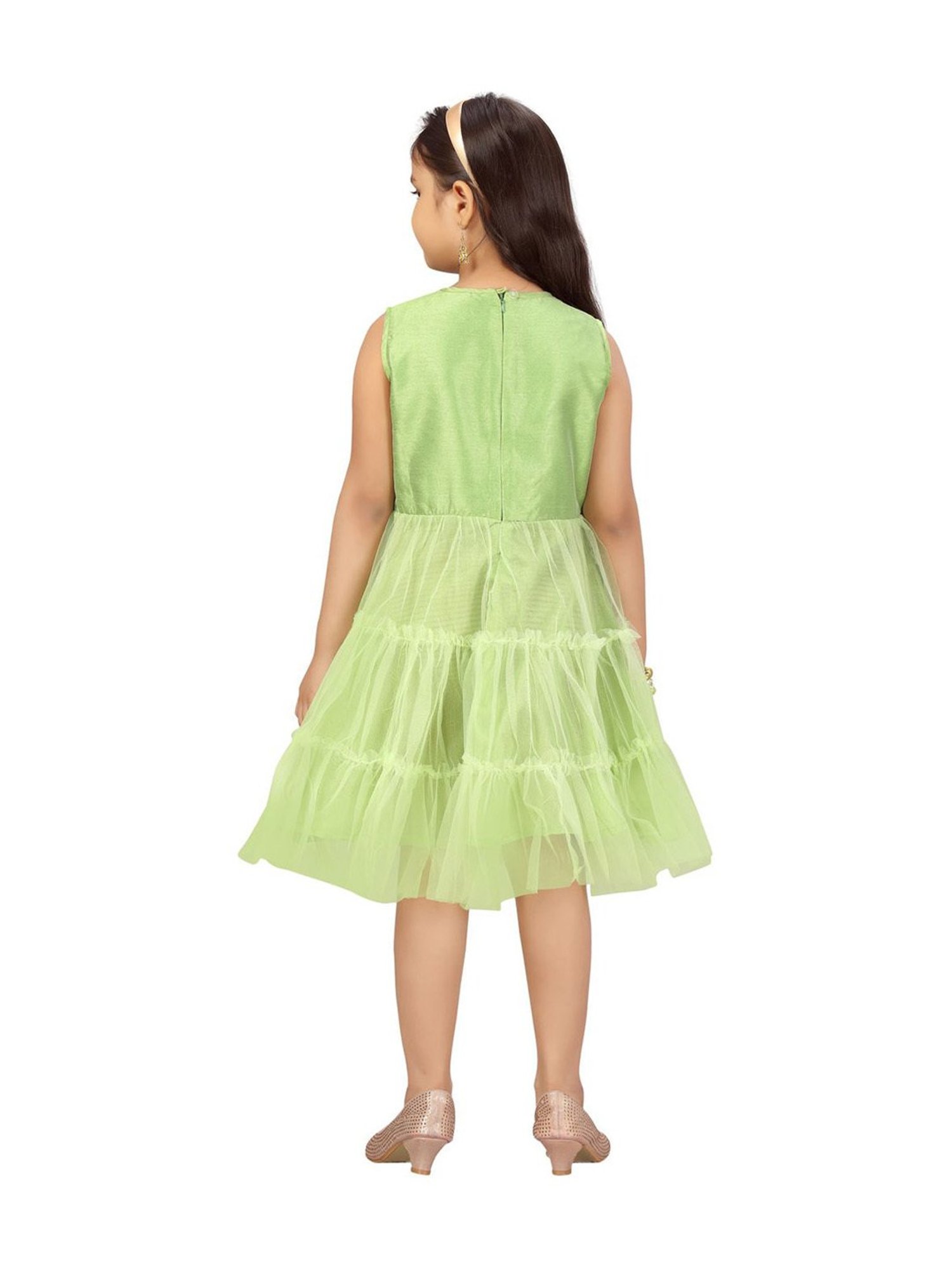 Aarika Kids Sea Green Embellished Dress