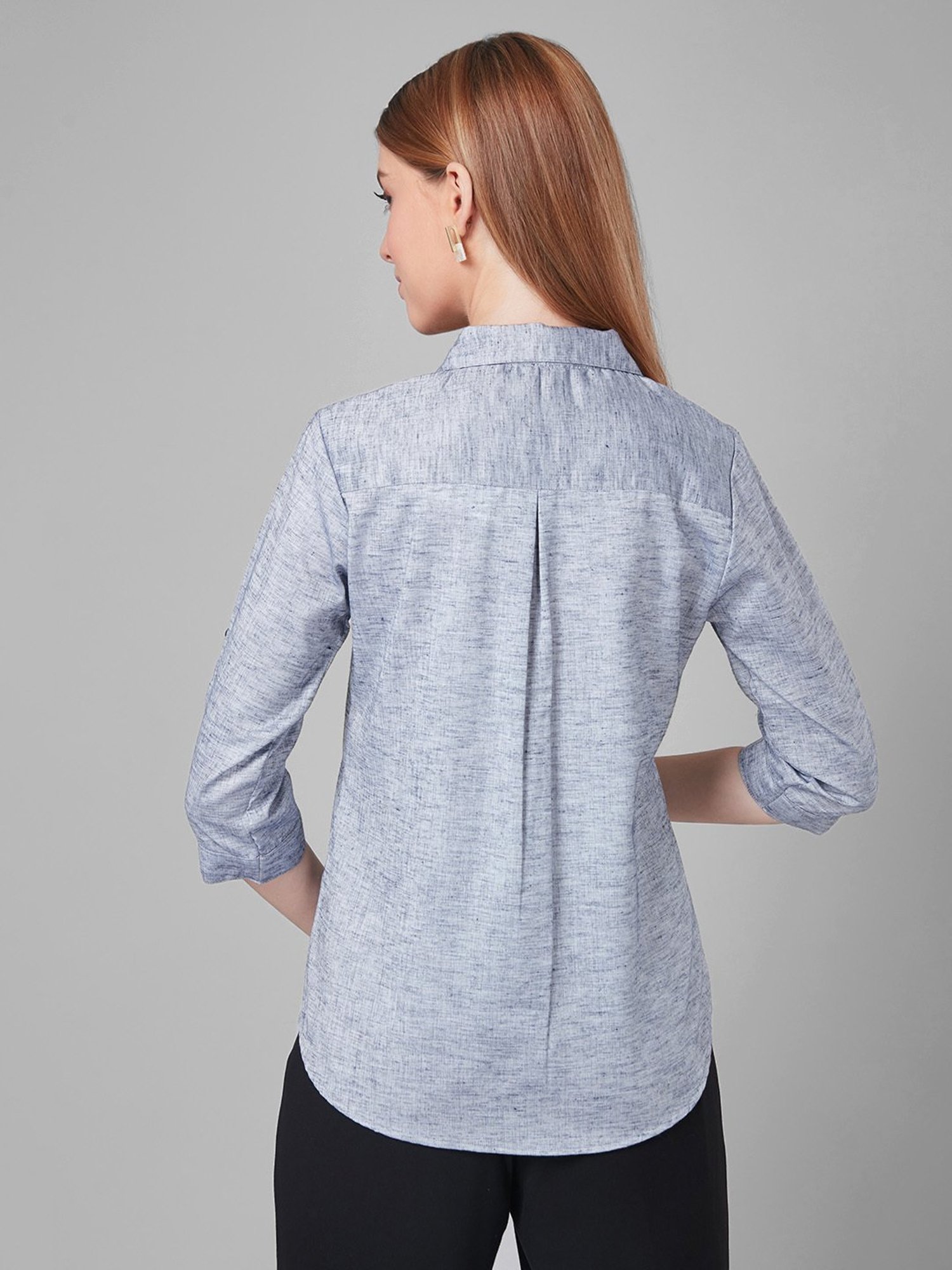Style Quotient Grey Cotton Textured Shirt