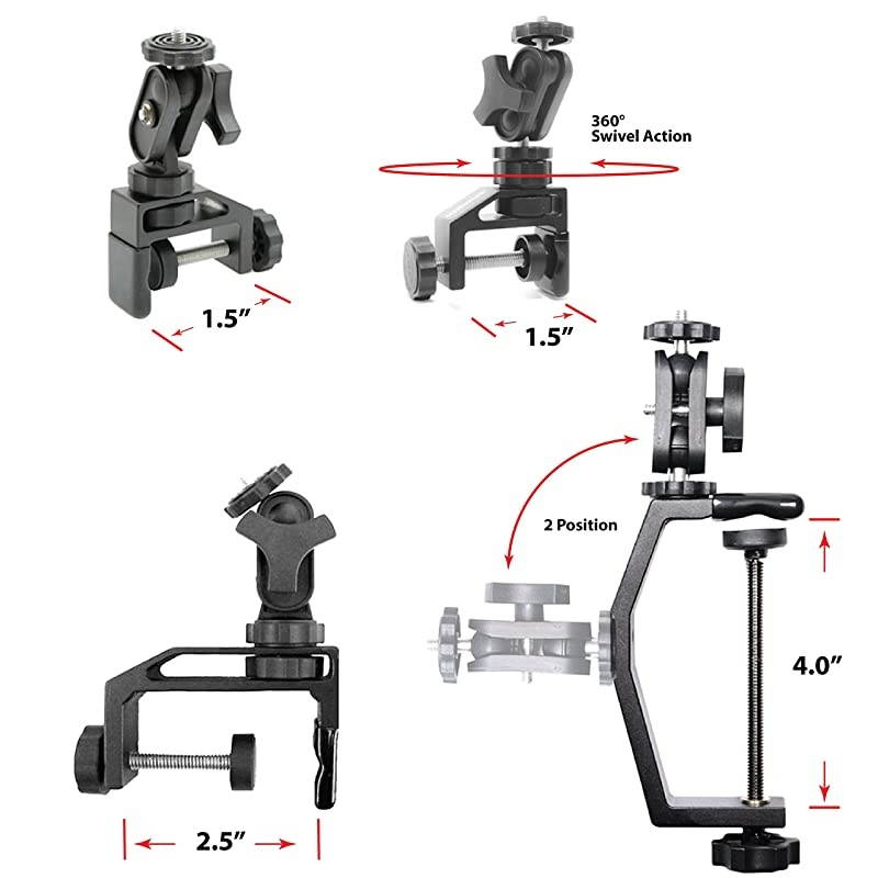 UltraClamp Assembly 360 Swivel Camera Mount Accessory for Cameras Scopes and Binoculars 15Inch wSwivel