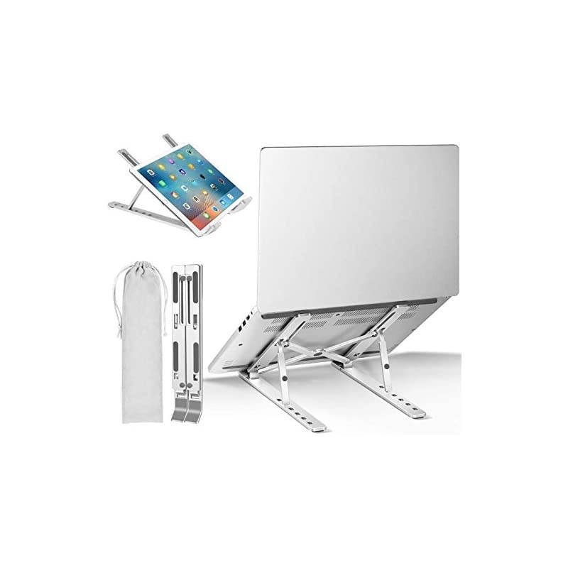 Laptop Stand,  Laptop Holder Riser Computer Tablet Stand, 6 Angles Adjustable Aluminum Ergonomic Foldable Portable Desktop Holder Compatible with MacBook,iPad, HP, Dell, Lenovo 10-15.6&rdquo; Silver
