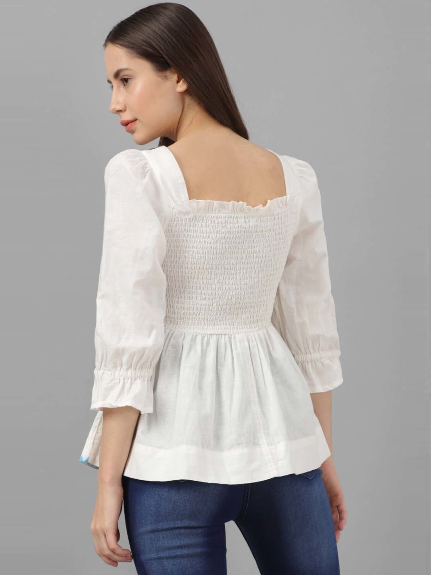 Allen Solly White Embroidered Top