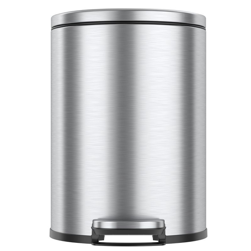 iTouchless Step Pedal Bathroom Trash Can with AbsorbX Odor Filter and Removable Inner Bucket 3 Gallon Semi-Round Stainless Steel
