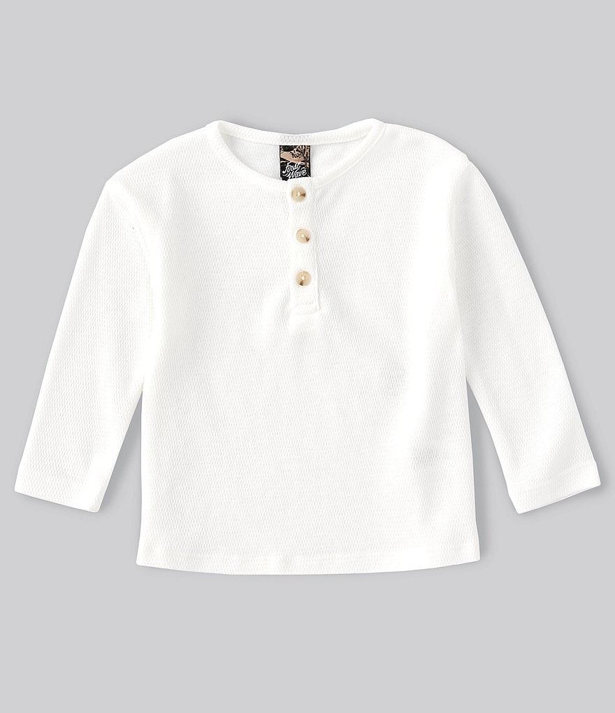 First Wave Baby Boys 12-24 Months Long-Sleeve Ribbed Henley Tee