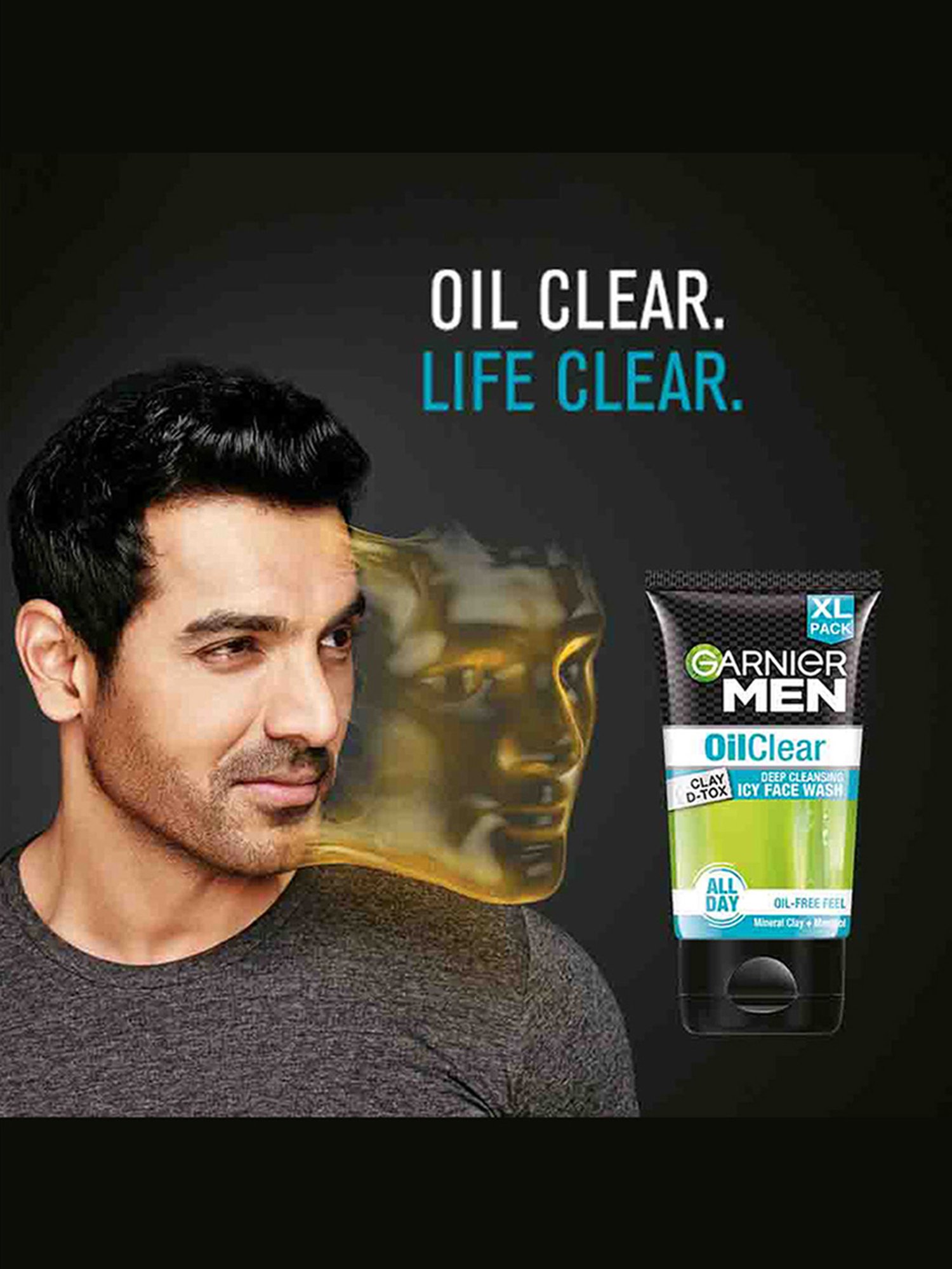 Garnier Men Oil Clear Clay D-Tox Deep Cleansing Icy Face Wash for Oily Skin - 150 gm