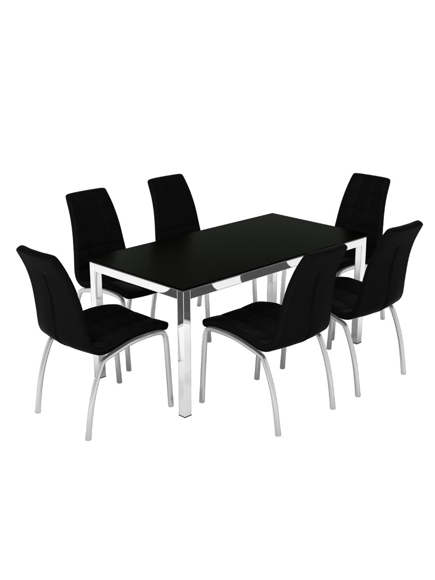 Godrej Interio Mod Knight Black & White Tempered Glass 6 Seater Rectangular Dining Table