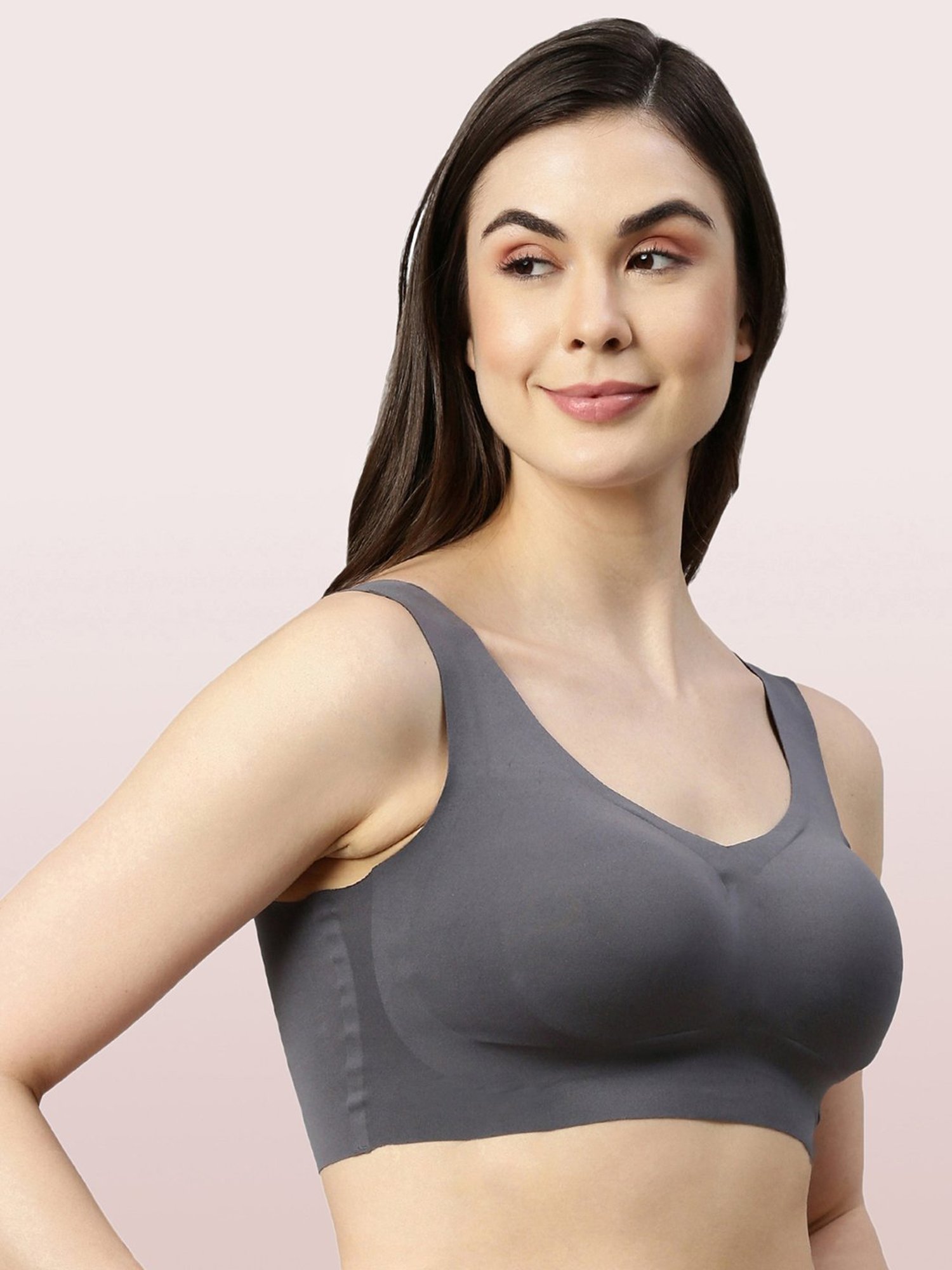 Enamor Grey Non-Wired Padded Full Coverage Bra
