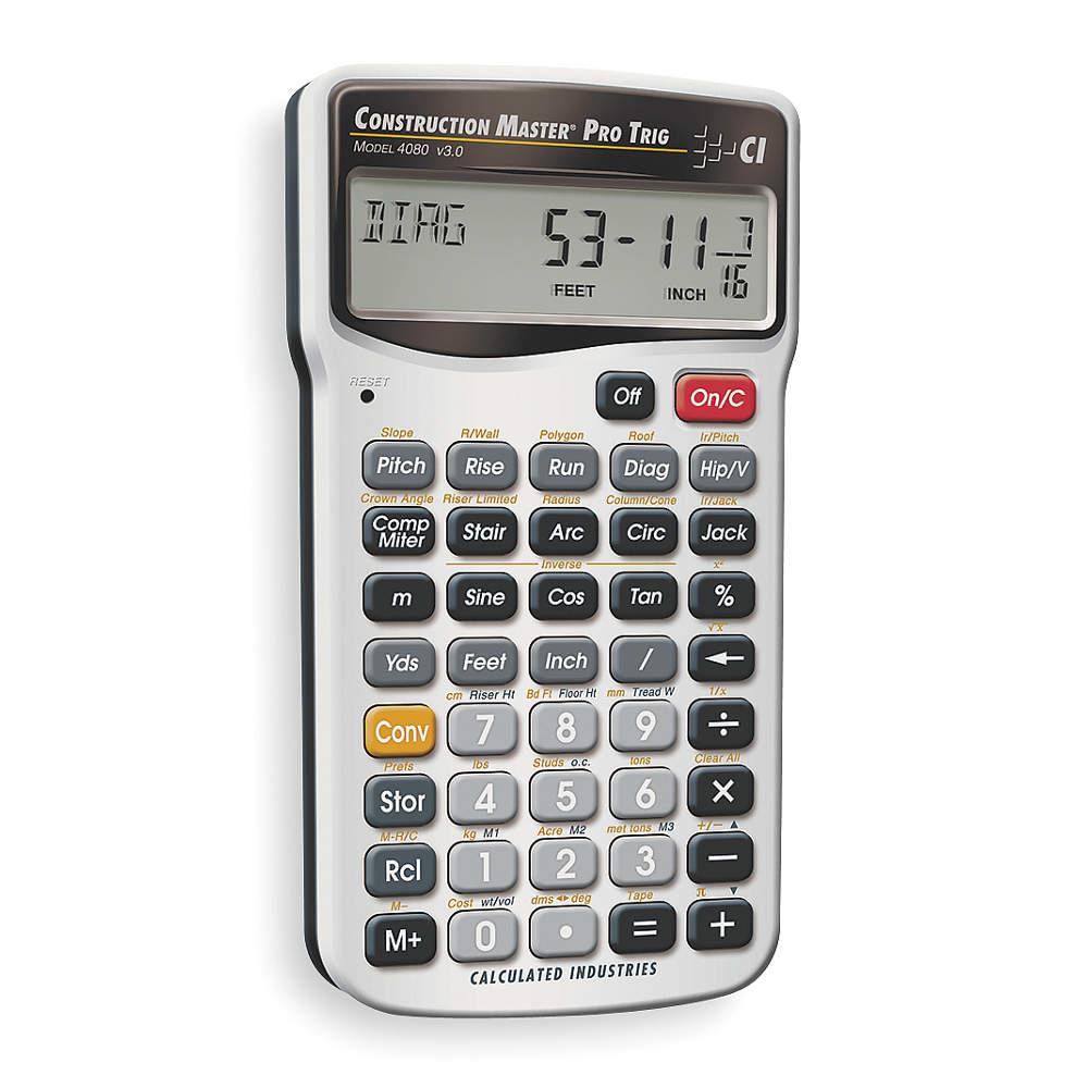 Construction Calculator,6 Lx3 1/4 In W CALCULATED INDUSTRIES 4080