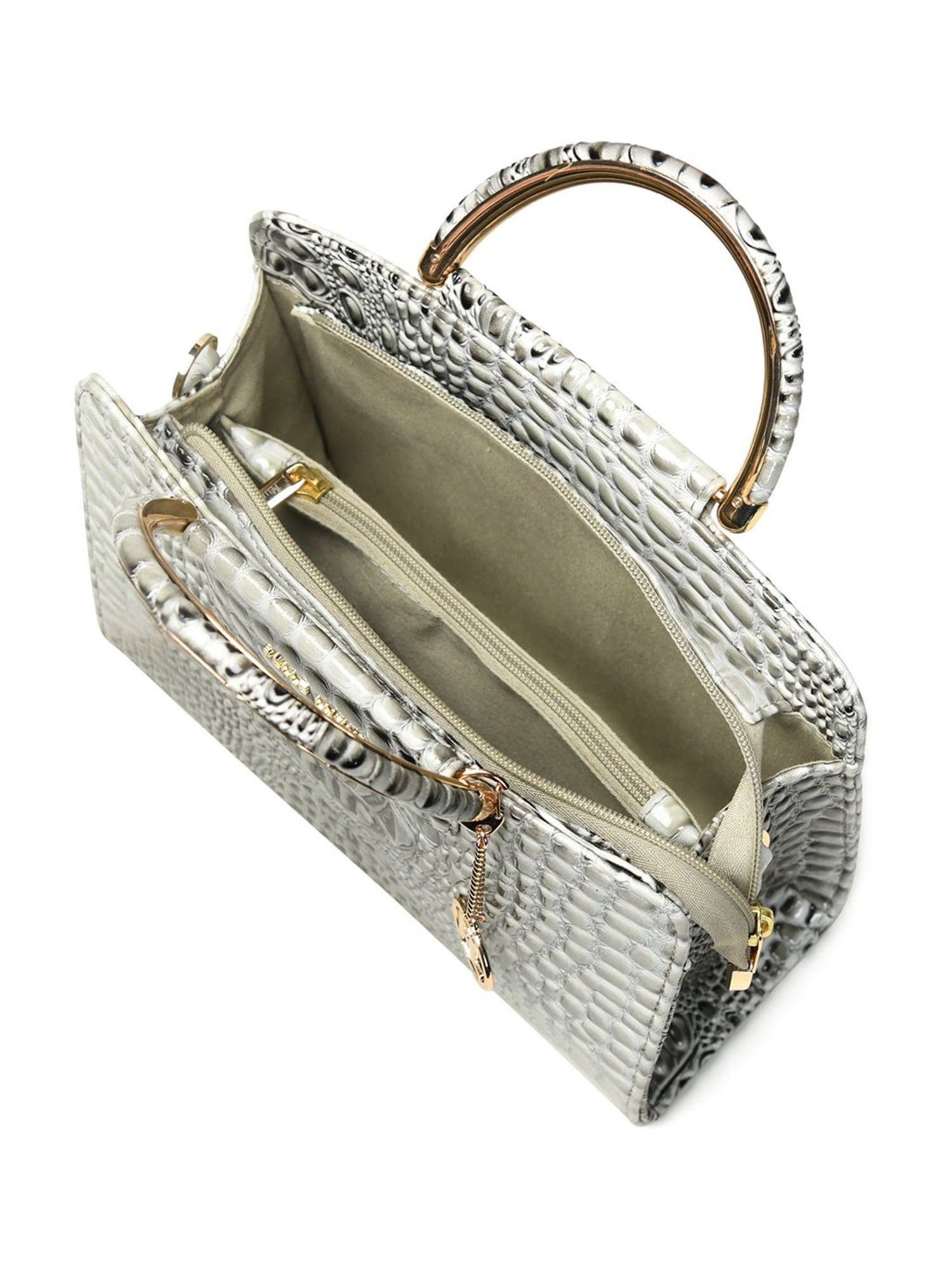 PELLE LUXUR Grey Animal Effect Medium Satchel