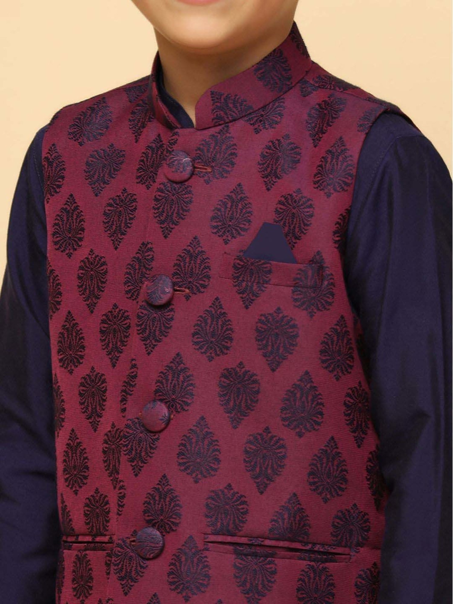 KISAH Kids Purple & White Embroidered Full Sleeves Kurta Set