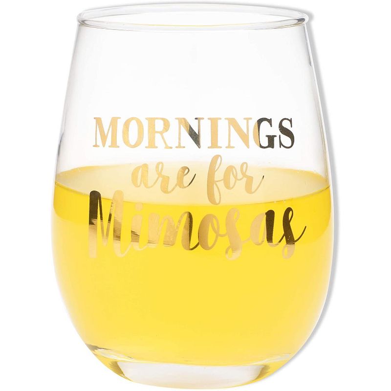 Sparkle and Bash 2-Pack Mornings Are for Mimosas Stemless Wine Glasses 16 oz