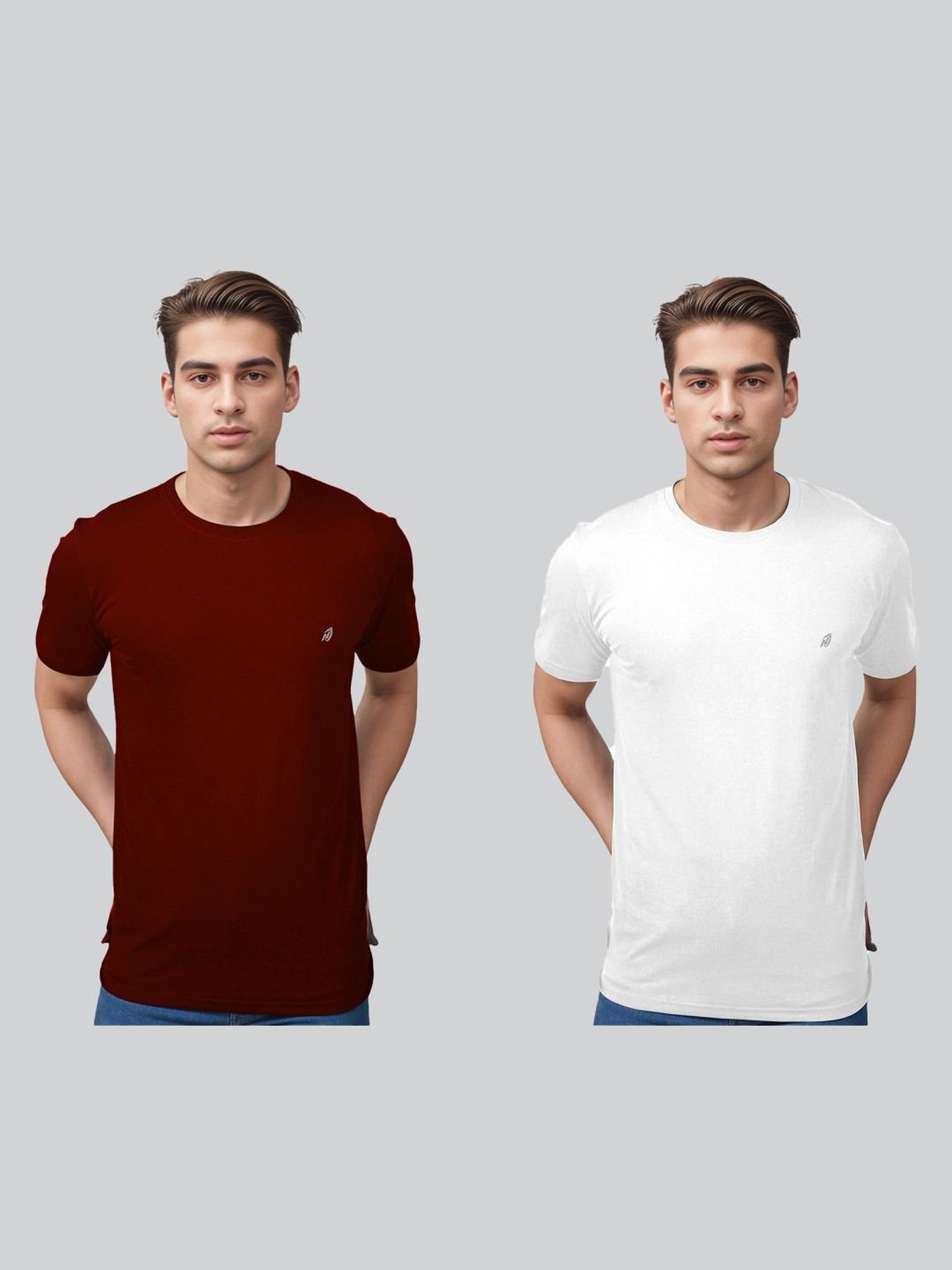 Lux Nitro Maroon & White Regular Fit T-Shirt