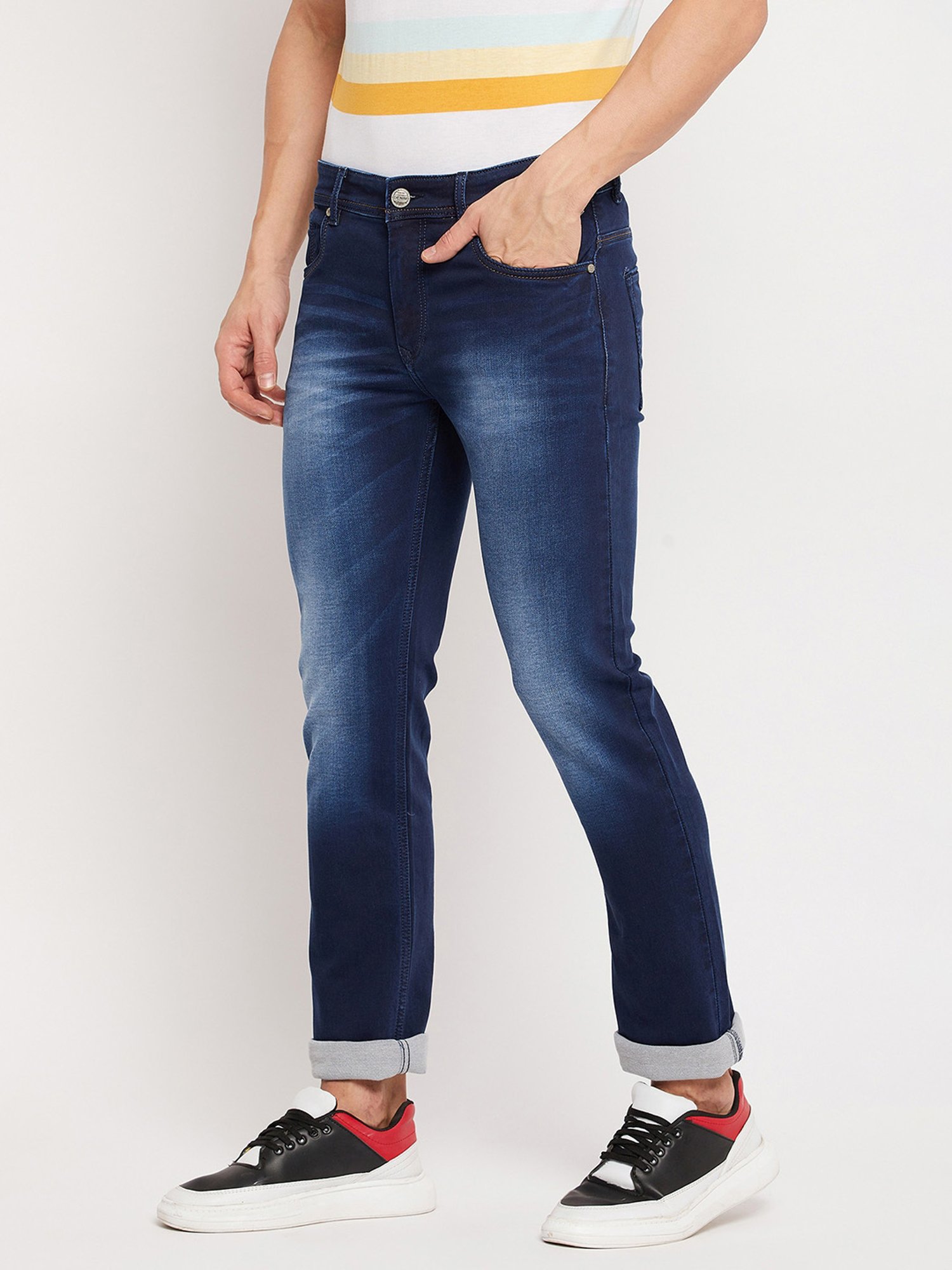 Duke Dark Blue Slim Fit Lightly Washed Jeans