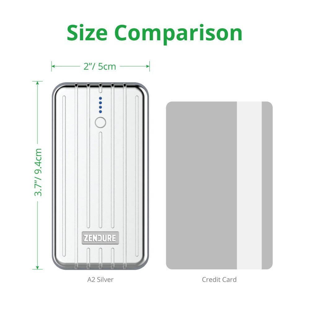 Zendure A2 Portable Charger 6700mAh &ndash; Ultra-durable External Battery Power for iPhone, Android and More, PC Advisor Winner 2014-2017, Lightweight and Compact&ndash; Silver
