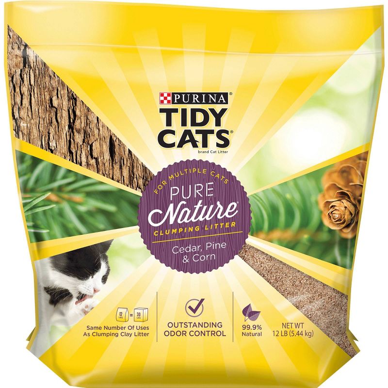 Purina Tidy Cats Pure Nature Cedar/Pine/Corn Multiple Cats Clumping Natural Cat Litter - 12lbs