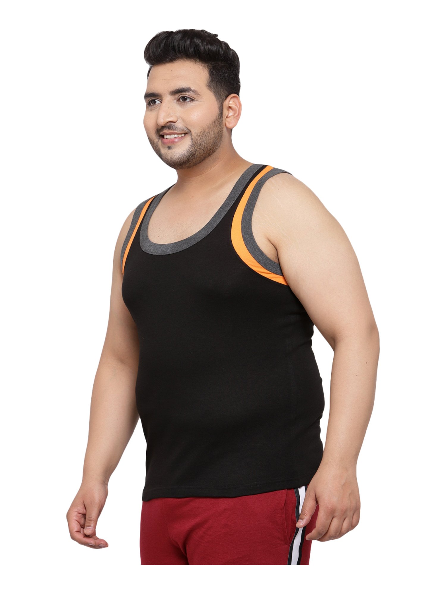 Melon by PlusS Black Cotton Regular Fit Vest