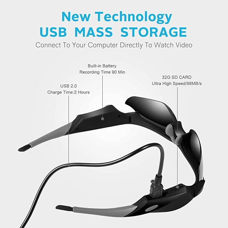 Video Sunglasses,1080P Full HD Video Recording ,Shooting Glasses,Cycling,Driving,Hiking,Fishing,Hunting