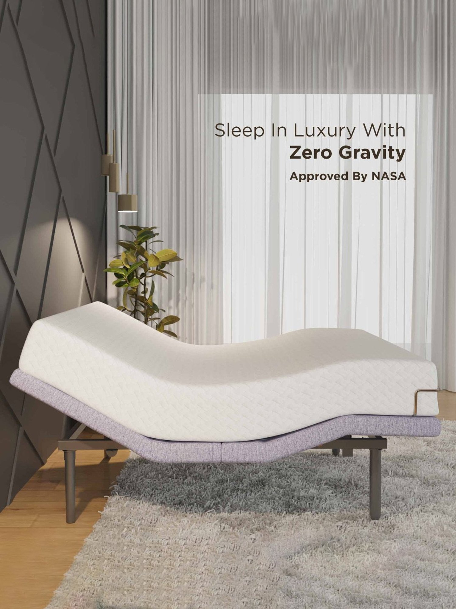 The Sleep Company Elev8 Grey Metal Smart Adjustable Single Bed Base
