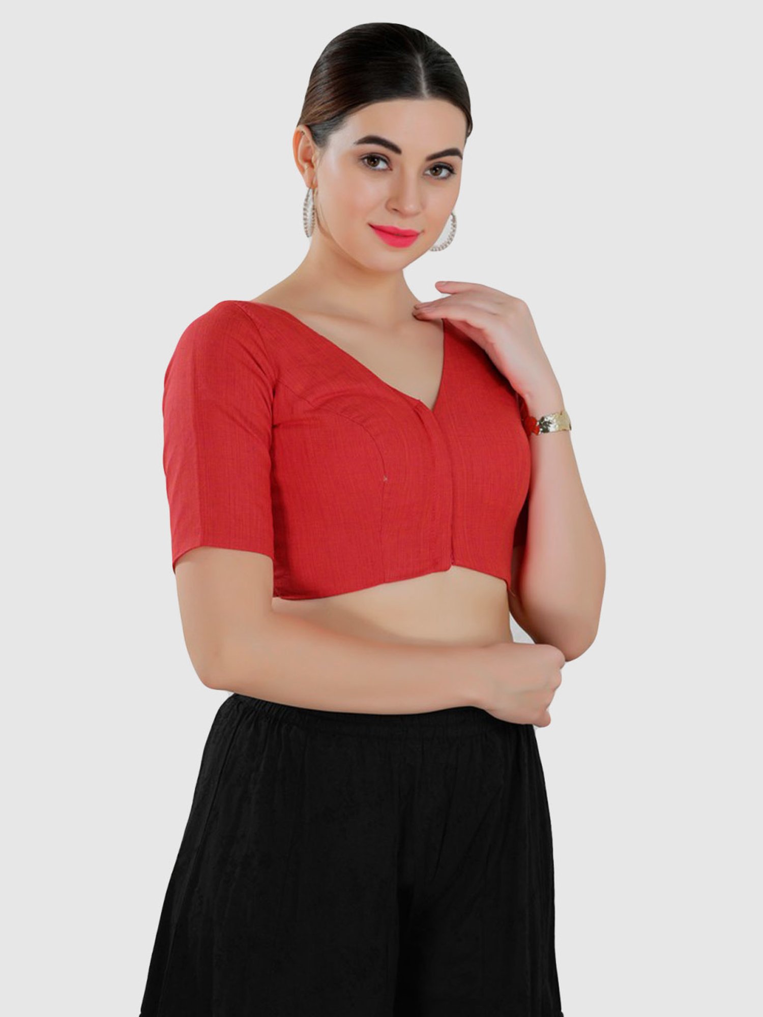 Salwar Studio Red Plain Blouse