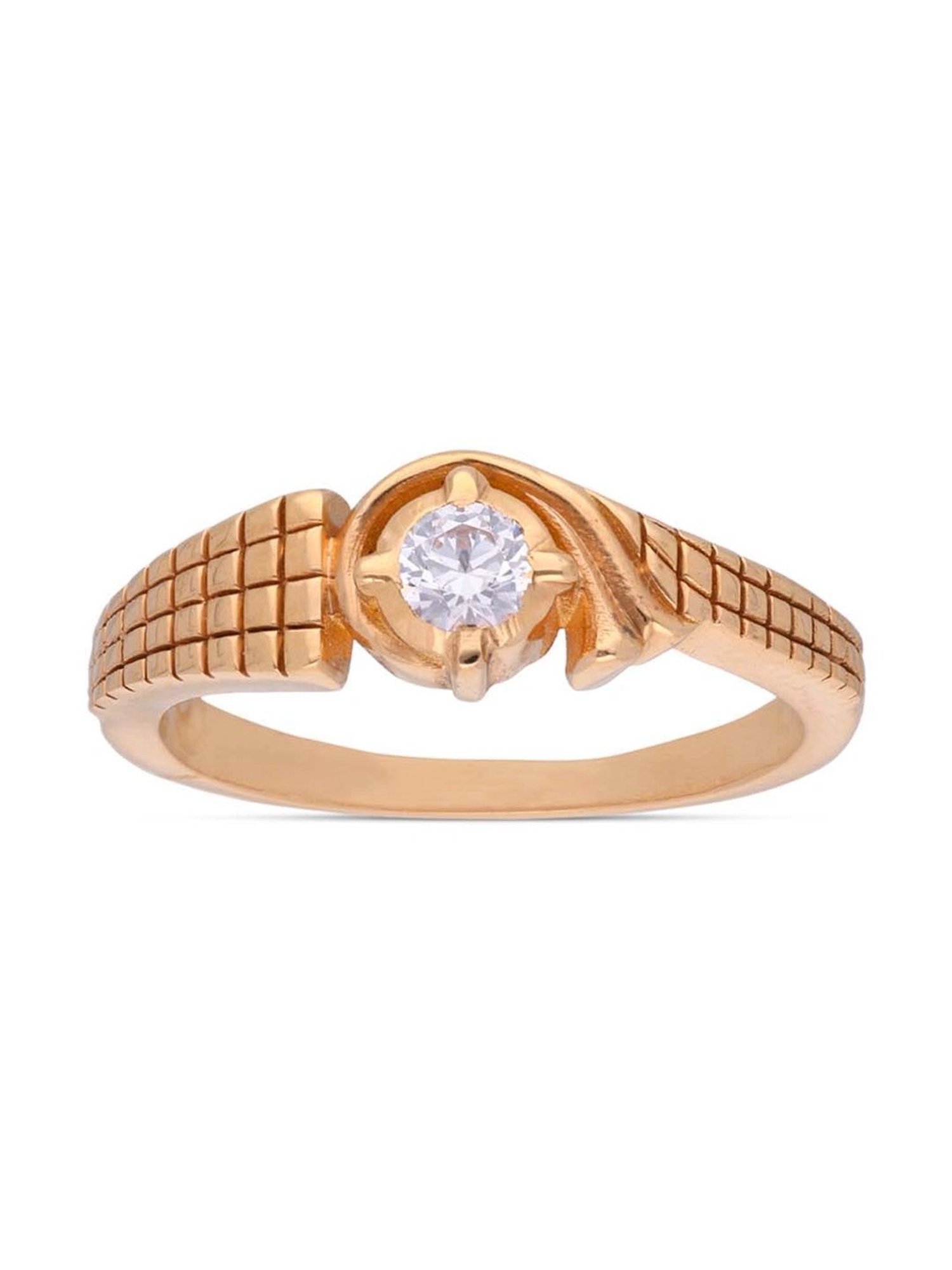 CKC Gold Ring with Single Cubic Zirconia: Minimalist Chic