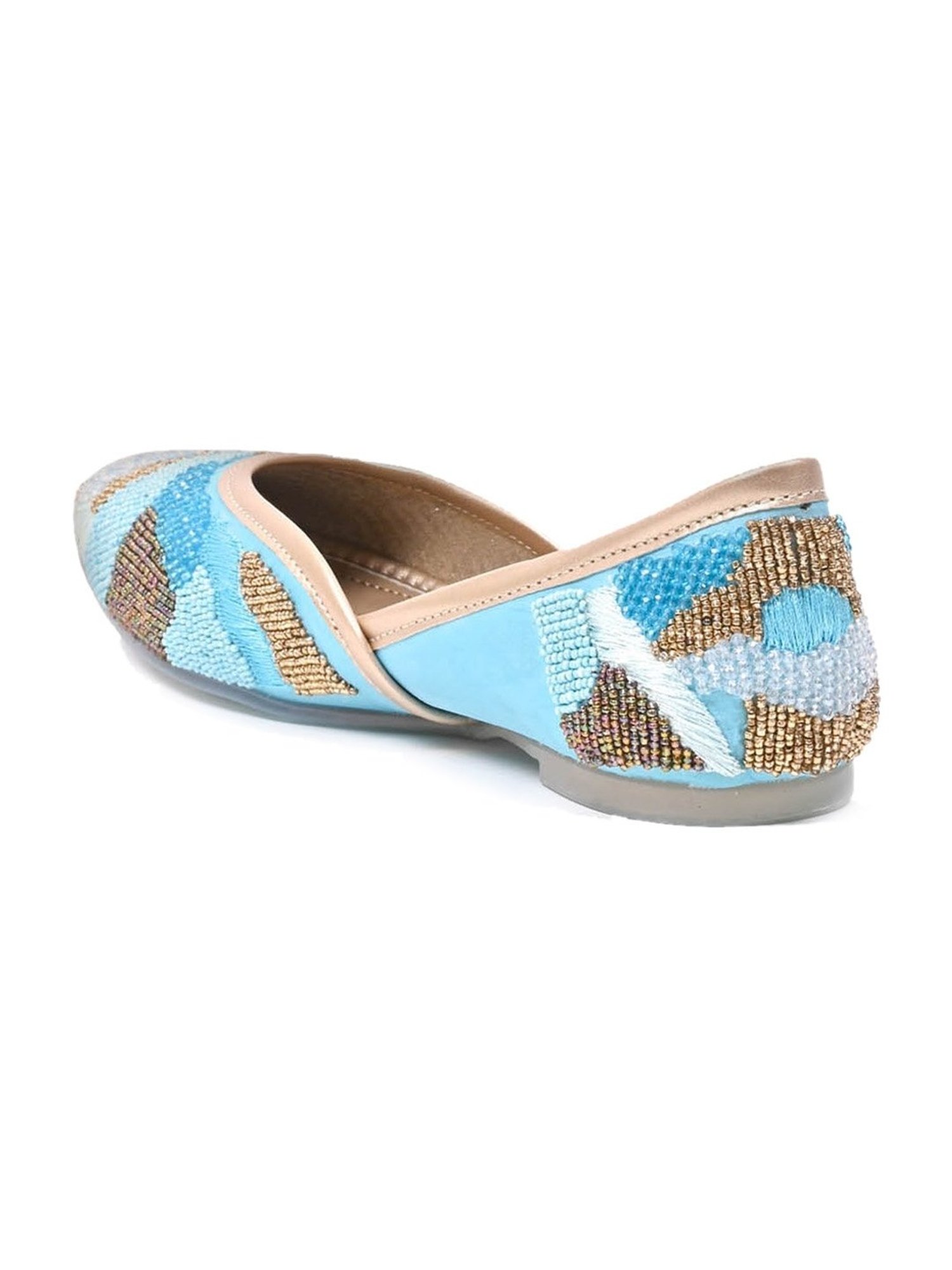 Jove Women's Aqua Ethnic Juttis